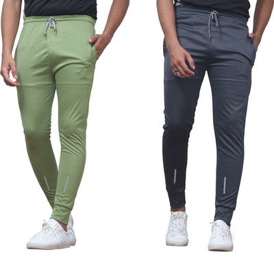 CLOTVIN TREND Striped Men Green, Grey Track Pants