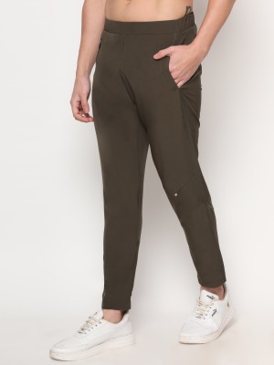 DIDA Solid Men Dark Green Track Pants