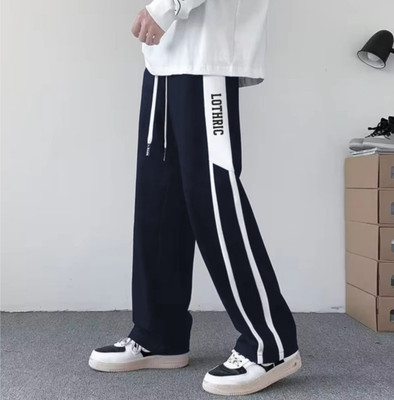 LOTHRIC Striped Men Dark Blue Track Pants