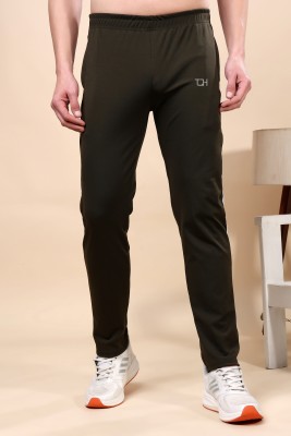 TQH Self Design Men Dark Green Track Pants