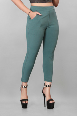 FashionDrape Slim Fit Women Green Trousers