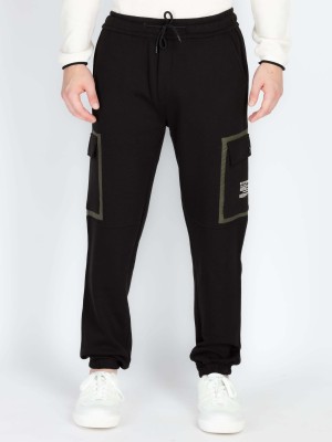 Status Quo Self Design Men Black Track Pants