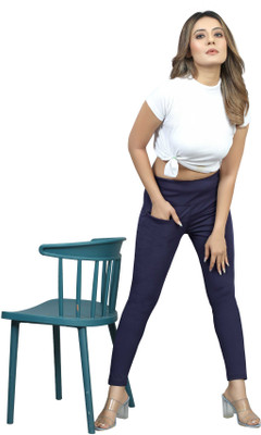 RHEY Self Design Women Dark Blue Track Pants