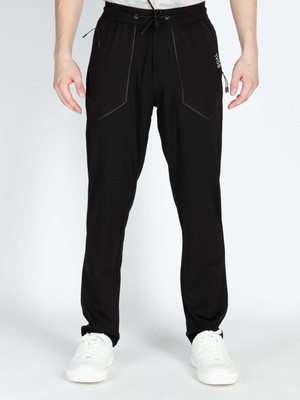 Status Quo Self Design Men Black Track Pants