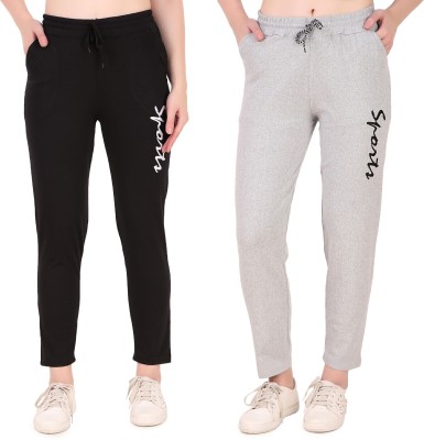 FLYMORE Solid Women Black, Grey Track Pants