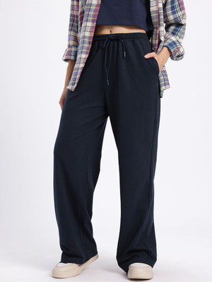 Glitchez Solid Women Blue Track Pants