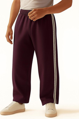 Mitita Fashion Solid, Striped Men Maroon Track Pants