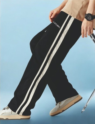 LOTHRIC Solid Men Black Track Pants