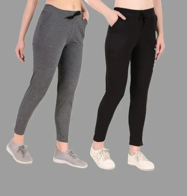 SEAPRINT Solid Women Black Track Pants