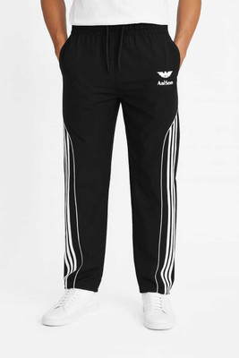 Anisom Striped Men Black Track Pants