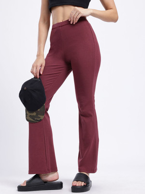 Glitchez Solid Women Brown Track Pants