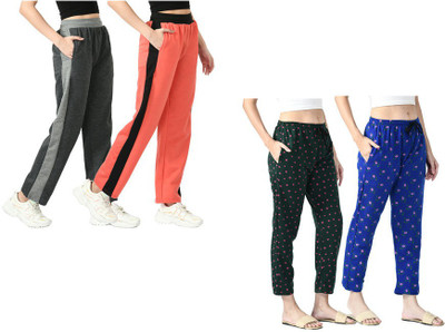 IndiWeaves Solid, Striped Women Multicolor Track Pants