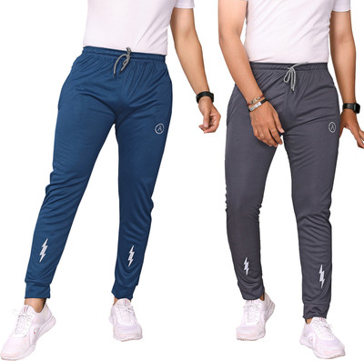 ANAND Solid Men Blue, Grey Track Pants
