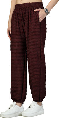 UZARUS Self Design Women Maroon Track Pants