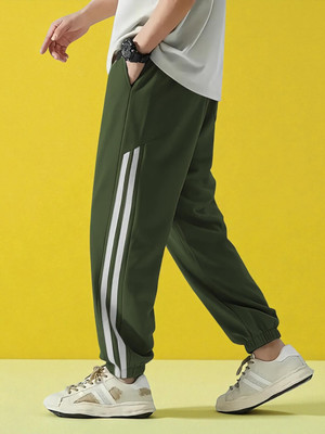 NIVEDANM Self Design Men Green Track Pants