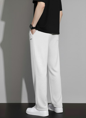 Dockstreet Solid Men White Track Pants