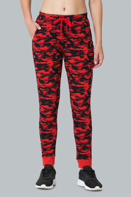 VAN HEUSEN Athleisure 4 Way Stretch And Functional Pocket Printed Women Red Track Pants