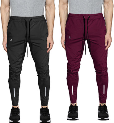 AVOLT Solid Men Black, Maroon Track Pants