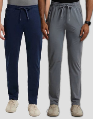 M2kFASHION Solid Men Dark Blue, Grey Track Pants