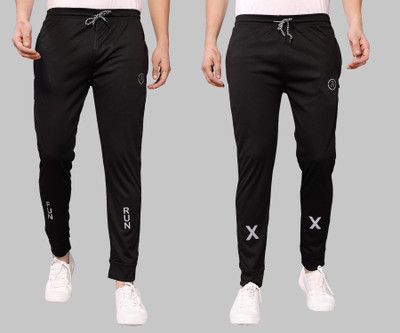 ANAND Self Design Men Black, Black Track Pants