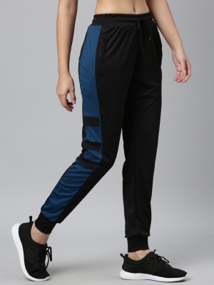 MANIAC Colorblock Women Black, Blue Track Pants