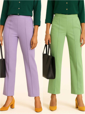 Swadeshitrader Solid Women Light Green, Purple Track Pants
