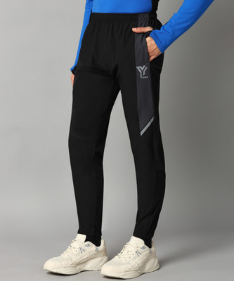 YUNEK Solid Men Black Track Pants