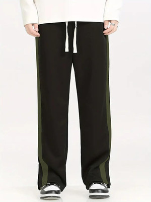 Mehrang Solid Men Olive, Black Track Pants