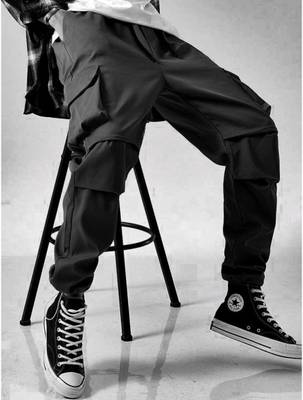 FLYNOFF Solid Men Black Track Pants