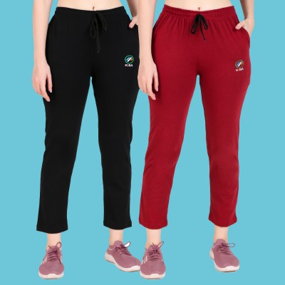 Kavya Retail Solid Women Black, Maroon Track Pants