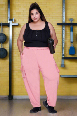 White Moon Solid Women Pink Track Pants