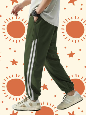 SB Trend Self Design Men Dark Green Track Pants