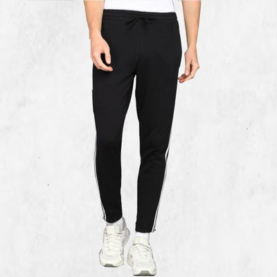 ANVST Striped Men Black Track Pants
