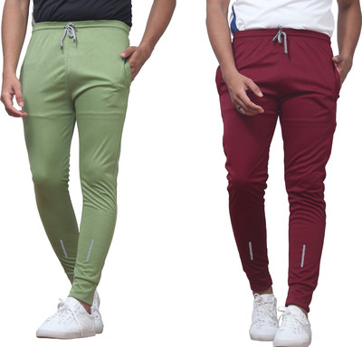Rowing Solid Men Maroon, Light Green Track Pants