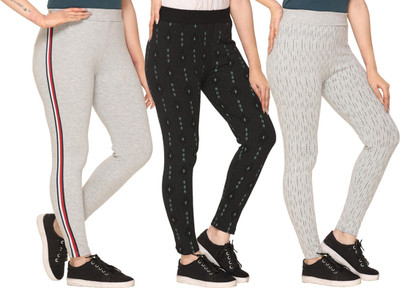 Weboasis Printed Women Grey, Black Track Pants