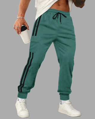 EyeBogler Striped Men Green Track Pants