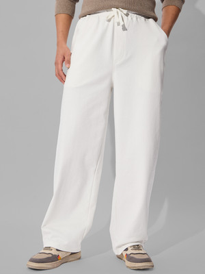 The Souled Store Solid Men White Track Pants