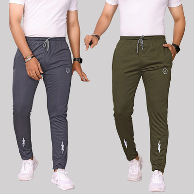 Moda Rapido Chevron/Zig Zag Men Grey, Dark Green Track Pants