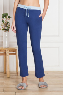 VAN HEUSEN Drawstring Waist And Reflective Trim Printed Women Blue Track Pants