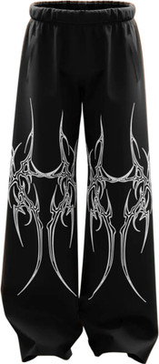 Genrexity Printed Men & Women Black Track Pants