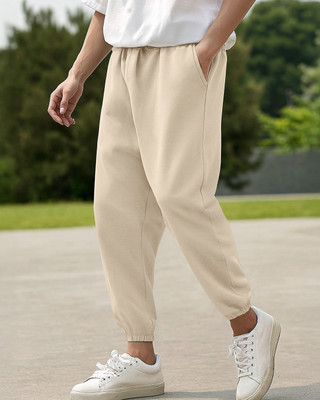 BEWAKOOF Oversized Solid Men Brown Track Pants