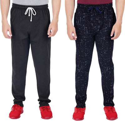 FEEL TRACK Printed Men Grey, Dark Blue Track Pants
