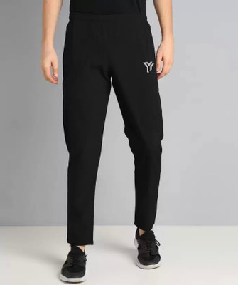 YUNEK Solid Men Black Track Pants