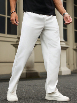 Dockstreet Solid Men White Track Pants