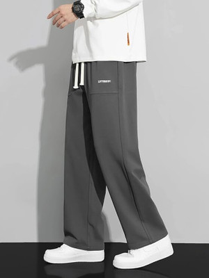 JexPuti Graphic Print Men Grey Track Pants