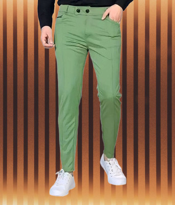 Nk staylish Solid Men Light Green Track Pants