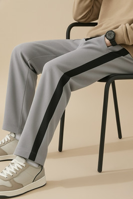 Vontade Solid, Striped Men Grey Track Pants