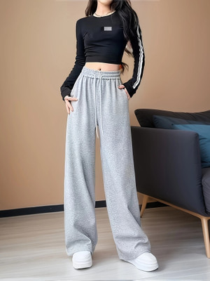 Dockstreet Solid Women Grey Track Pants