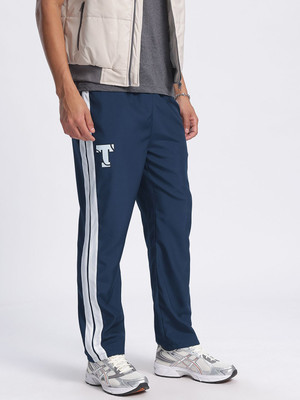 Glitchez Striped Men Blue Track Pants