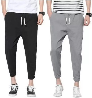 Solid Men Black, Grey Track Pants